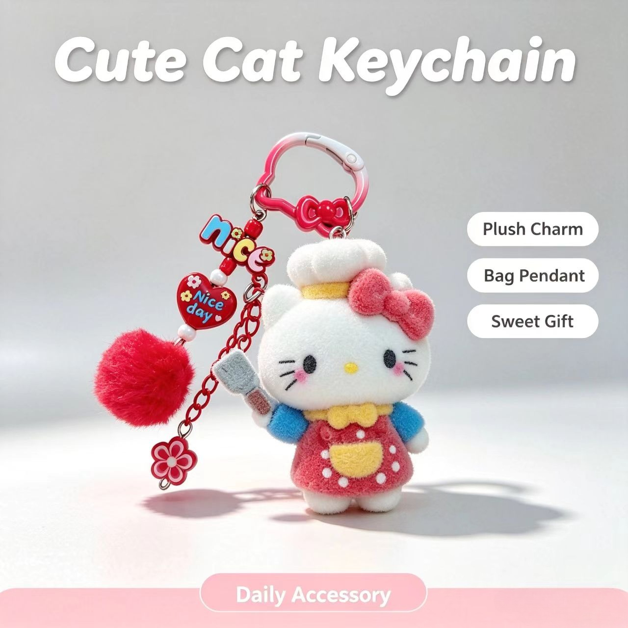 Women Accessories Trending - Portachiavi Gatto Floccato alla Moda, Simpatica