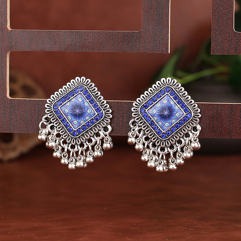 Tassel Earrings Boho - Orecchini pendenti in lega quadrata color