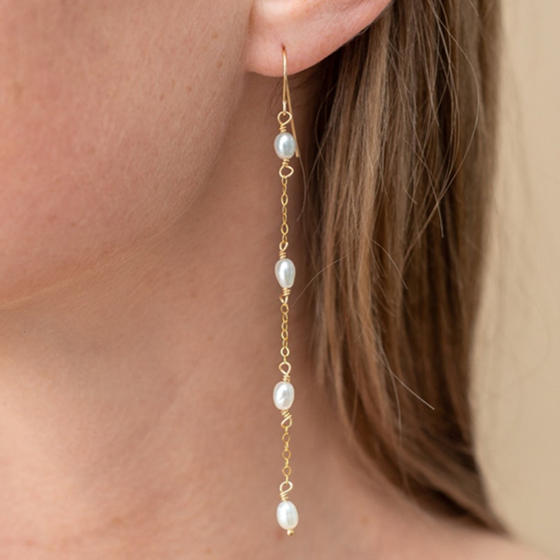Tassel Earrings Boho - Orecchini di perle naturali riempite in