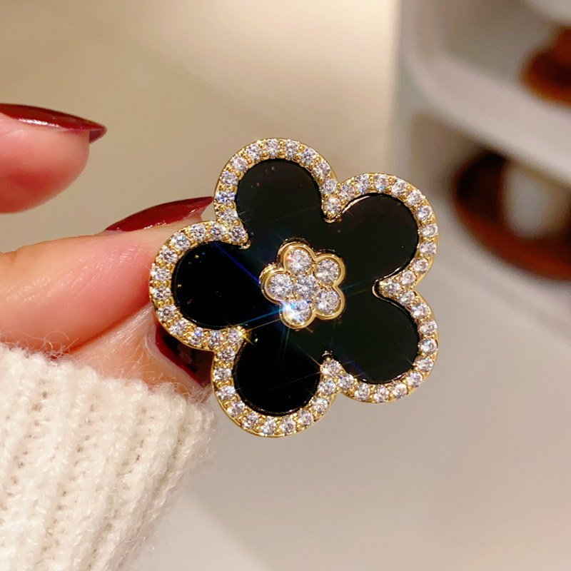 Women Jewelry Accessories For Black Dress - Spille con fiori neri per le
