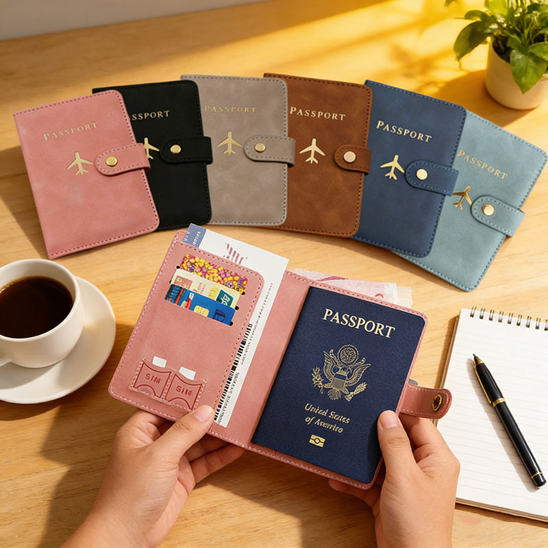 Women'S Essential Accessories - Porta Passaporto in Pelle con Cerniera